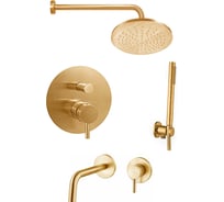 Комплект смесителей для душа Paffoni LIGHT золото медовое брашир KITLIG015HGSP006KING