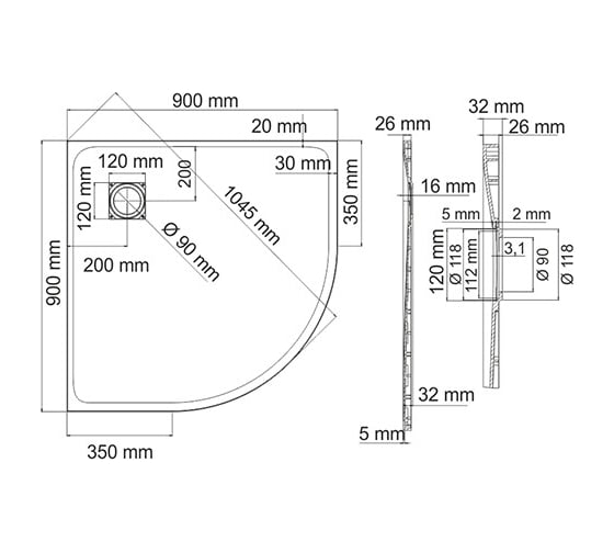 Душевой поддон WasserKRAFT Leine 35T01