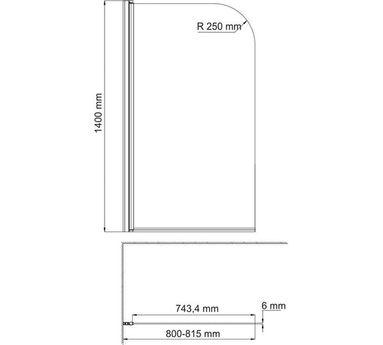 Стеклянная шторка на ванну WasserKraft Leine 35P01-80WHITE