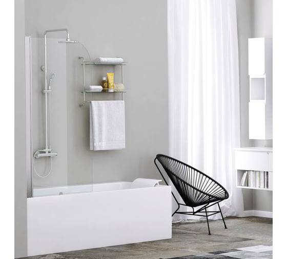 Стеклянная шторка на ванну WasserKraft Leine 35P01-80WHITE