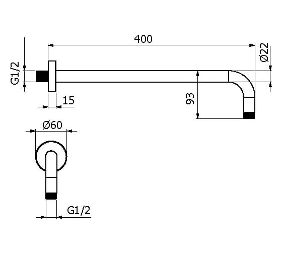Настенное крепление верхнего душа PLUMBERIA SELECTION SHOWER круглое, 400 мм, золото SAT3130OR