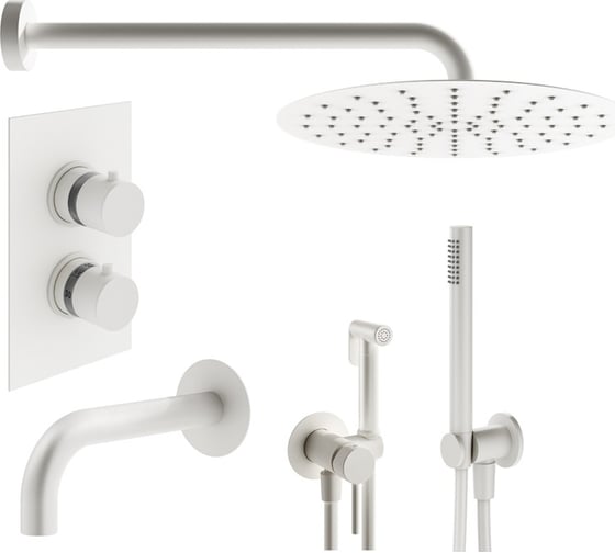 Комплект смесителей для ванной PLUMBERIA SELECTION IXO с гигиеническим душем, белый матовый KITZXOT19QBO260