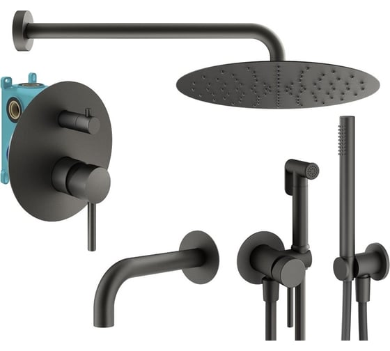Комплект смесителей для ванной PLUMBERIA SELECTION IXO с гигиеническим душем, графит матовый KITZXO19GR60 1