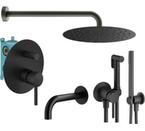 Комплект смесителей для ванной PLUMBERIA SELECTION IXO с гигиеническим душем, черный матовый KITZXO19NO60