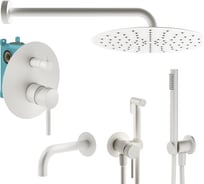 Комплект смесителей для ванной PLUMBERIA SELECTION IXO с гигиеническим душем, белый матовый KITZXO19BO60