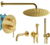 Комплект смесителей для ванной PLUMBERIA SELECTION IXO с гигиеническим душем, золото брашированное KITZXO19OB60