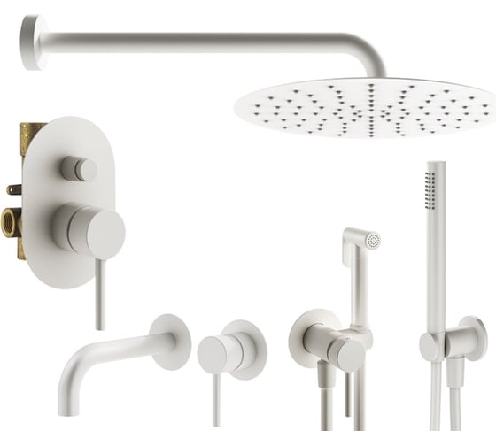 Комплект смесителей для душа PLUMBERIA SELECTION IXO с гигиеническим душем, белый матовый KITZXO15BO210 1