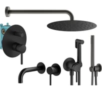 Комплект смесителей для душа PLUMBERIA SELECTION IXO с гигиеническим душем, черный матовый KITZXO18NO210