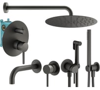 Комплект смесителей для душа PLUMBERIA SELECTION IXO с гигиеническим душем, графит матовый KITZXO18GR210