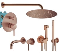 Комплект смесителей для душа PLUMBERIA SELECTION IXO с гигиеническим душем, брашированная медь KITZXO18RS210