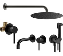 Комплект смесителей для душа PLUMBERIA SELECTION IXO с гигиеническим душем, черный матовый KITZXO01NO210