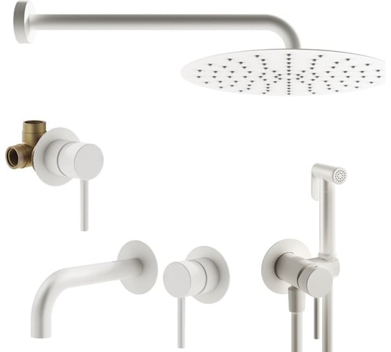 Комплект смесителей для душа PLUMBERIA SELECTION IXO с гигиеническим душем, белый матовый KITZXO01BO210 1