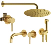 Комплект смесителей для душа PLUMBERIA SELECTION IXO с гигиеническим душем, золото брашированное KITZXO01OB210