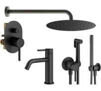 Комплект смесителей для душа PLUMBERIA SELECTION IXO с гигиеническим душем, черный матовый KITZXO15NO53