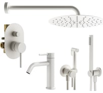 Комплект смесителей для душа PLUMBERIA SELECTION IXO с гигиеническим душем, белый матовый KITZXO15BO53