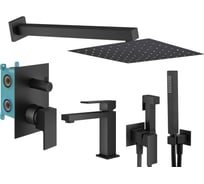Комплект смесителей для душа PLUMBERIA SELECTION TAG с гигиеническим душем, черный матовый KITZTG18NO53