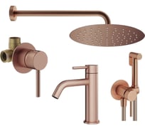 Комплект смесителей для душа PLUMBERIA SELECTION IXO с гигиеническим душем, брашированная медь KITZXO01RS53