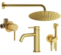 Комплект смесителей для душа PLUMBERIA SELECTION IXO с гигиеническим душем, золото брашированное KITZXO01OB53