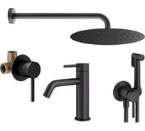 Комплект смесителей для душа PLUMBERIA SELECTION IXO с гигиеническим душем, черный матовый KITZXO01NO53