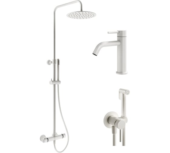 Комплект смесителей для душа PLUMBERIA SELECTION IXO с гигиеническим душем, белый матовый KITZXO6302BO53