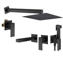 Комплект смесителей для душа PLUMBERIA SELECTION TAG с гигиеническим душем, черный матовый KITZTG01NO220
