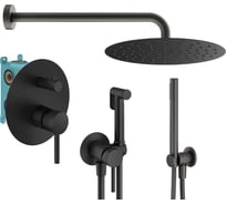 Комплект смесителей для душа PLUMBERIA SELECTION IXO с гигиеническим душем, черный матовый KITZXO18NO