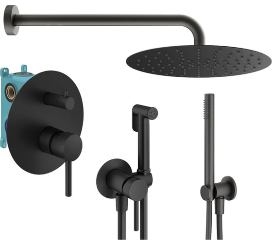 Комплект смесителей для душа PLUMBERIA SELECTION IXO с гигиеническим душем, черный матовый KITZXO18NO