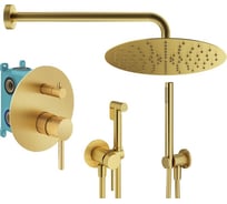 Комплект смесителей для душа PLUMBERIA SELECTION IXO с гигиеническим душем, золото брашированное KITZXO18OB