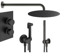 Комплект смесителей для душа PLUMBERIA SELECTION IXO с гигиеническим душем, черный матовый KITZXOT18QNO