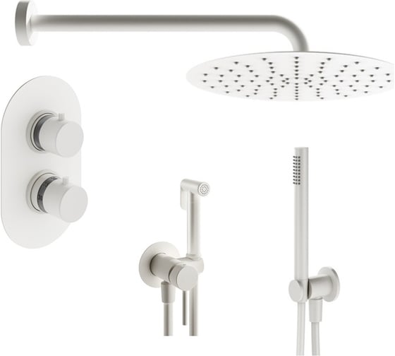 Комплект смесителей для душа PLUMBERIA SELECTION IXO с гигиеническим душем, белый матовый KITZXOT18BO