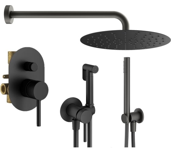 Комплект смесителей для душа PLUMBERIA SELECTION IXO с гигиеническим душем, черный матовый KITZXO15NO