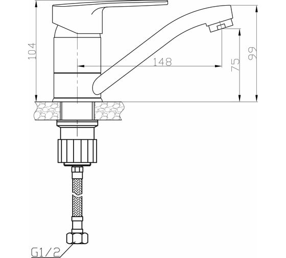Смеситель для кухни DEVIDA ERSA с коротким изливом, на гайке DVL0304-02