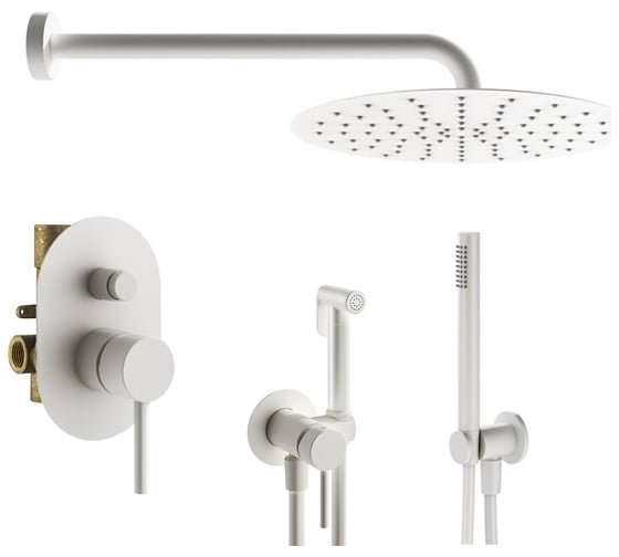 Комплект смесителей для душа PLUMBERIA SELECTION IXO с гигиеническим душем, белый матовый KITZXO15BO