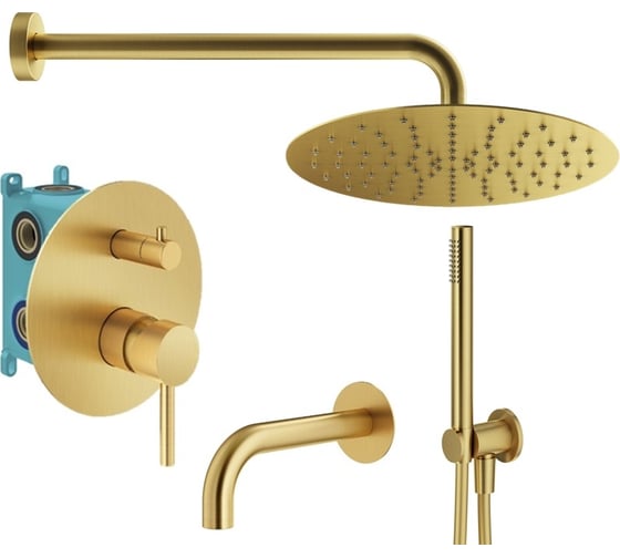 Комплект со смесителем для ванной PLUMBERIA SELECTION IXO золото брашированное KITXO19OB60