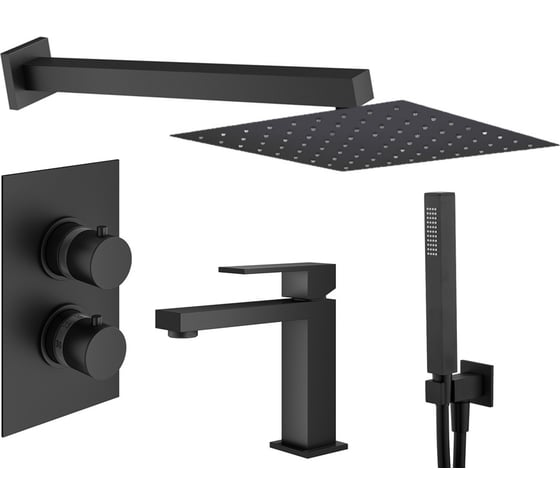 Комплект смесителей для душа PLUMBERIA SELECTION TAG черный матовый KITTGT18QNO53 1