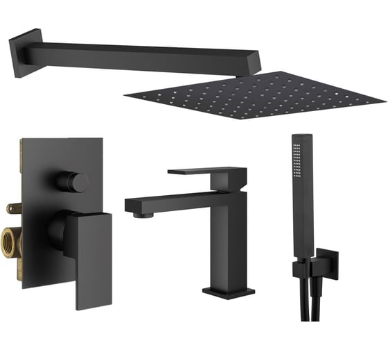 Комплект смесителей для душа PLUMBERIA SELECTION TAG черный матовый KITTG15NO53 1