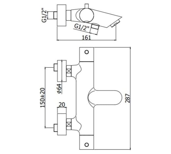 Смеситель для ванны Paffoni LIGHT короткий излив LIQ022BO