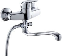 Смеситель для ванны DEVIDA URBI с поворотным изливом и наружным кнопочным дивертором DVL0721-07