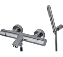 Смеситель для ванны с душевым набором термостатичкский Paffoni LIGHT Steel looking LIQ023ST