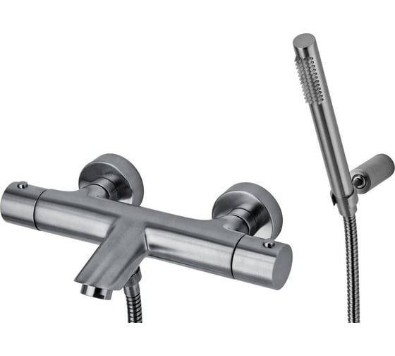 Смеситель для ванны с душевым набором термостатичкский Paffoni LIGHT Steel looking LIQ023ST 1