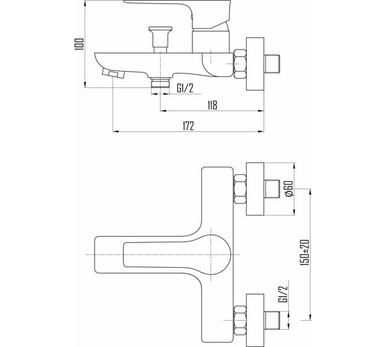 Смеситель для ванны DEVIDA ZUTTO DVS1224-14