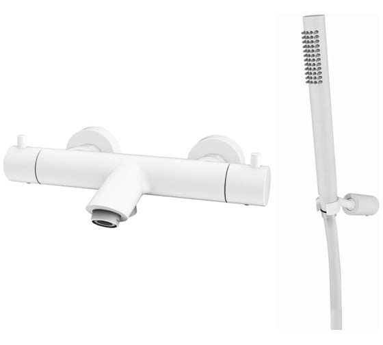 Смеситель для ванны Paffoni LIGHT термостат, белый матовый LIQ023BO