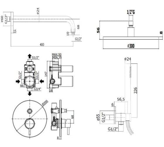 Комплект для душа Paffoni LIGHT золото медовое брашир KITLIG015HGSPKING