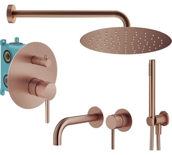 Комплект смесителей для душа PLUMBERIA SELECTION IXO брашированная медь KITXO18RS210