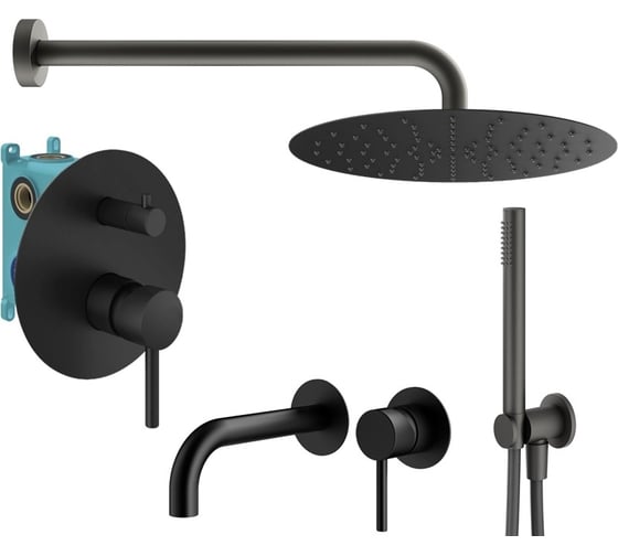 Комплект смесителей для душа PLUMBERIA SELECTION IXO черный матовый KITXO18NO210