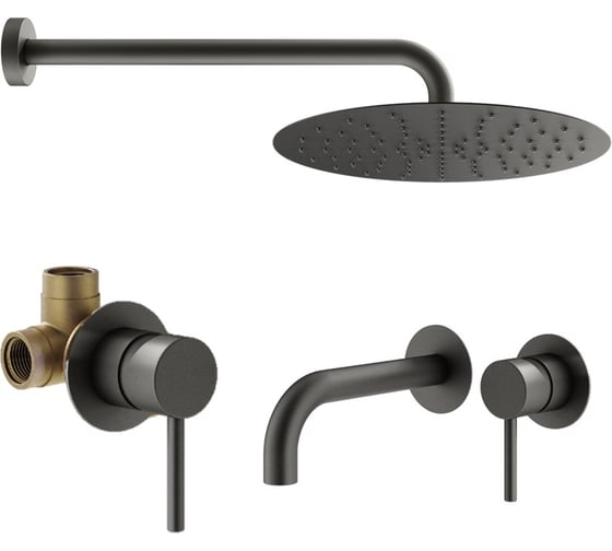 Комплект смесителей для душа PLUMBERIA SELECTION IXO графит матовый KITXO01GR210