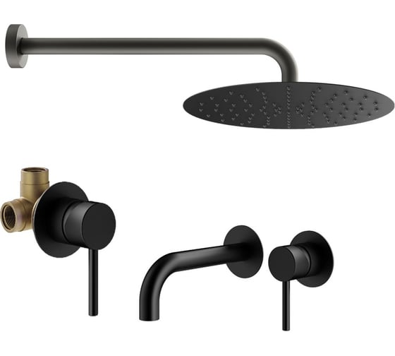 Комплект смесителей для душа PLUMBERIA SELECTION IXO черный матовый KITXO01NO210