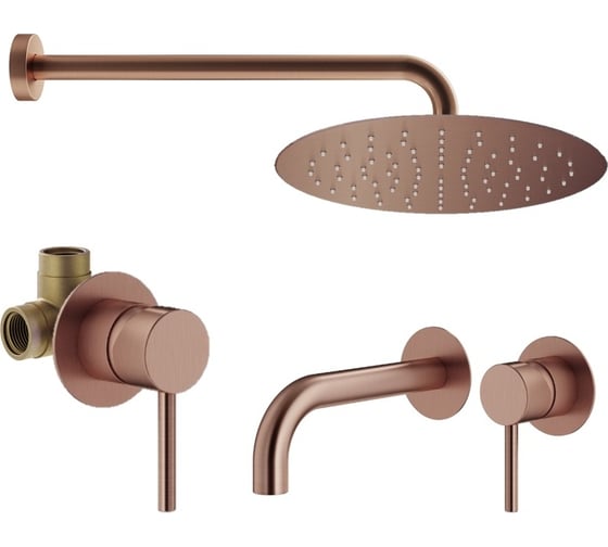 Комплект смесителей для душа PLUMBERIA SELECTION IXO брашированная медь KITXO01RS210