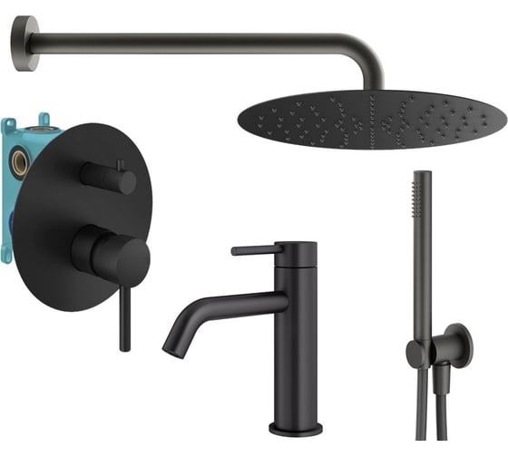 Комплект смесителей для душа PLUMBERIA SELECTION IXO черный матовый KITXO18NO53