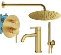 Комплект смесителей для душа PLUMBERIA SELECTION IXO золото брашированное KITXO18OB53